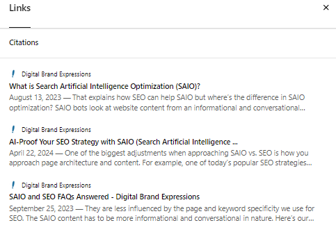 SEO & SAIO definition citations from DBE's site